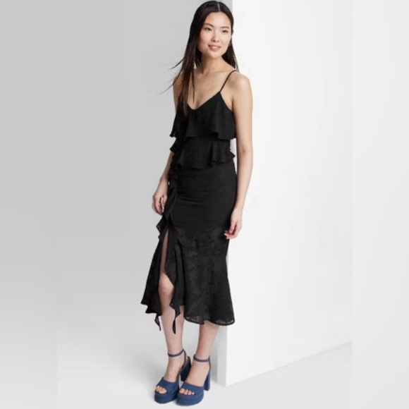 NWT Women's Ruffle Midi Dress - Picture 1 of 3